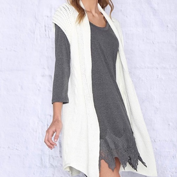 cream sleeveless cardigan